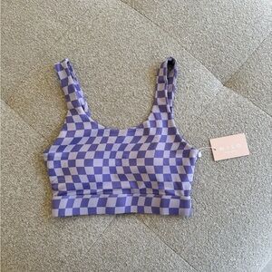 Brand new with tags WILO sports bra in the “Wave Print” lilac checkerboard - XS